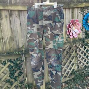 Vintage 1995 US Army Woodland Camo Combat Cargo Pants Hot Weather Sz Medium Long
